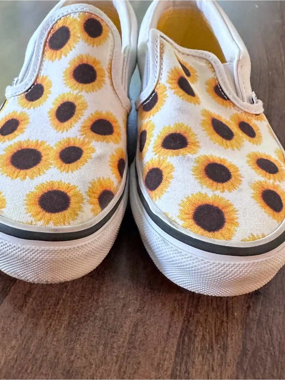 Vans Kids Sunflower Slip-On Sneakers - White/Yellow Kids Size 2